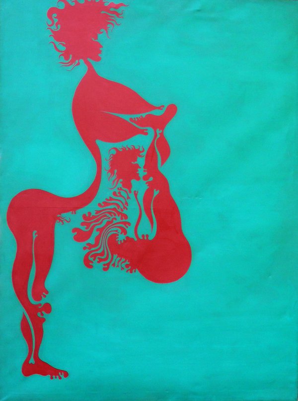 JAN DOBKOWSKI (POLISH B.1942): "Nietoperz 1972" ,oil on canvas , 77 1/2 x 58 in. (196.9 x 147.3 cm), signed and titled verso