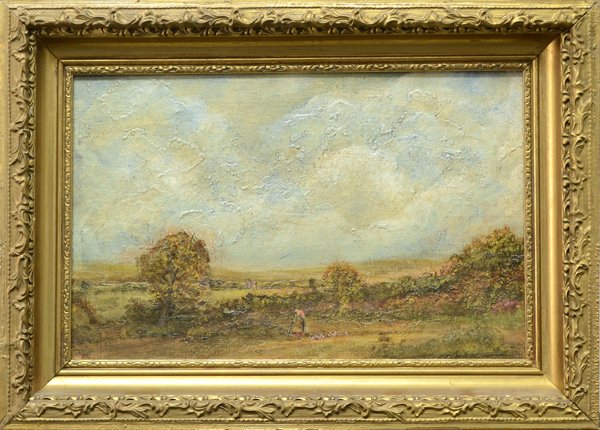ALBERT ERNEST BOTTOMLEY (RBA) (BRITISH 1873-1950): "Surrey 92" ,oil on panel ,9 1/4 x 14 in (23.5 x 35.6 cm) ,signed lower left