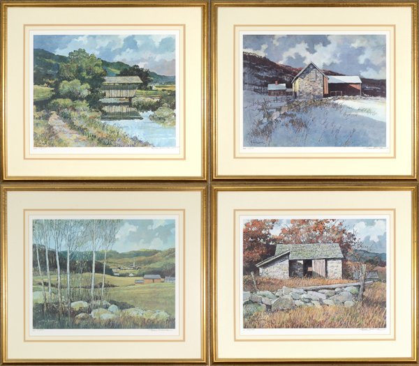 ERIC SLOANE (AMERICAN 1905-1985): "Seasons", 4 prints, lithographs, all 13 x 18 in (33 x 45.7 cm), all pencil signed lower right, all with Edition 153/300