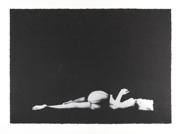 MILTON GREENE AMERICAN (1925-1989): "Marilyn Monroe From the Black Sitting, 1956" Photolithograph 30 x 40 in (76.2 x 101.6 cm) signed lower right, Edition 101/300
