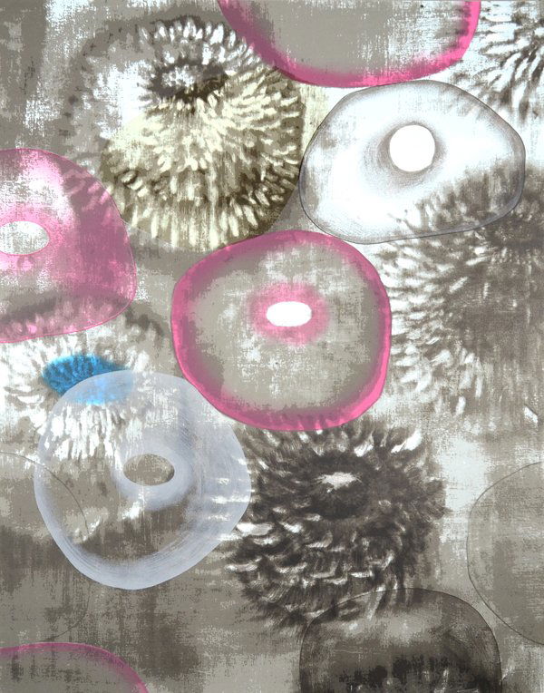 ROSS BLECKNER (AMERICAN B. 1949): Happiness for Instance I and "Happiness for Instance III" dated 1997 (2 pieces), silkscreen print, 42 x 32 1/2" ( 106.7 x 82.6 cm) pencil signed lower right