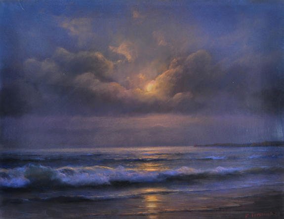 VACHAKAN ISPIRIAN ARMENIAN 20TH CENTURY: "Clouds over Lake Sevan", pastel, 19 1/2 x 25 1/2 in.(49.5 cm x 64.8 cm) signed lower left