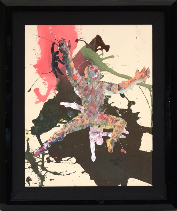 MARK KOSTABI AMERICAN B.1960: "Supercalifragilistic",1997 acrylic on canvas , 28 x 22 in (71.7 x 55.9 cm) , signed, titled and dated verso