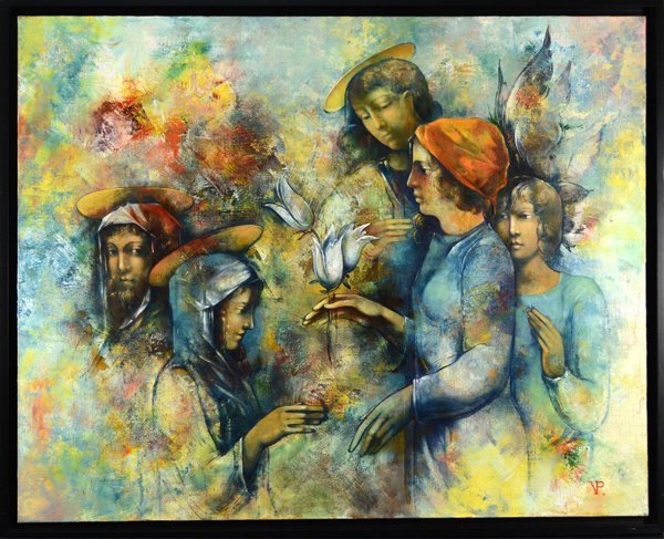 PAYL VANIKIAN (ARMENIAN B.1960): "Prayer", oil on canvas 31 1/2 x 39 2/5 in (80 x 100 cm) signed lower right, titled, signed and dated verso