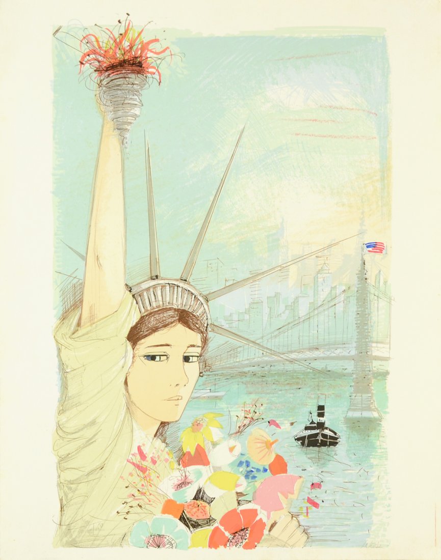 CHARLES LEVIER FRENCH 1920-2004: "Liberty", lithograph , 29 x 23 in (73.7 x 58.4 cm) , pencil signed lower right, edition 45/150