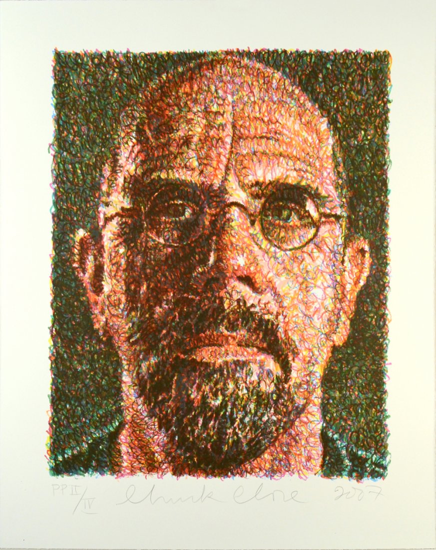 CHUCK CLOSE (AMERICAN B.1940): "Self Portrait" ,lithograph S: 38 x 30 in (96.5 x 76.2 cm) P: 30 x 23 1/2 in (76.2 x 59.7 cm) ,pencil signed lower middle dated 2007 ,Artist Proof 2/4