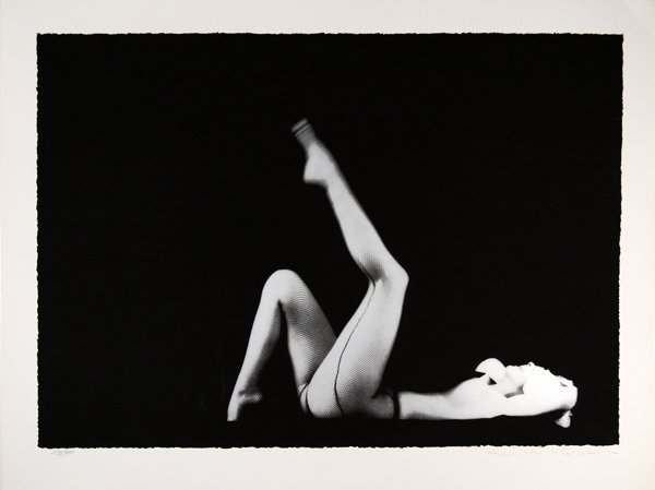 MILTON GREENE (AMERICAN 1925-1989): "Marilyn Reclining" The Black Sitting , Silkscreen, 46x 35 in (116.8 x 88.9 cm) , signed lower right, Edition 133/300