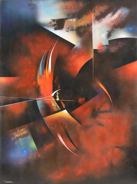 LEONARDO NIERMAN MEXICAN B.1932: Abstract , acrylic on masonite , 48 x 35 1/2 in (121.9 x 90.1 cm) , signed lower left, PROVENANCE: Property of a private collector Pennsylvania