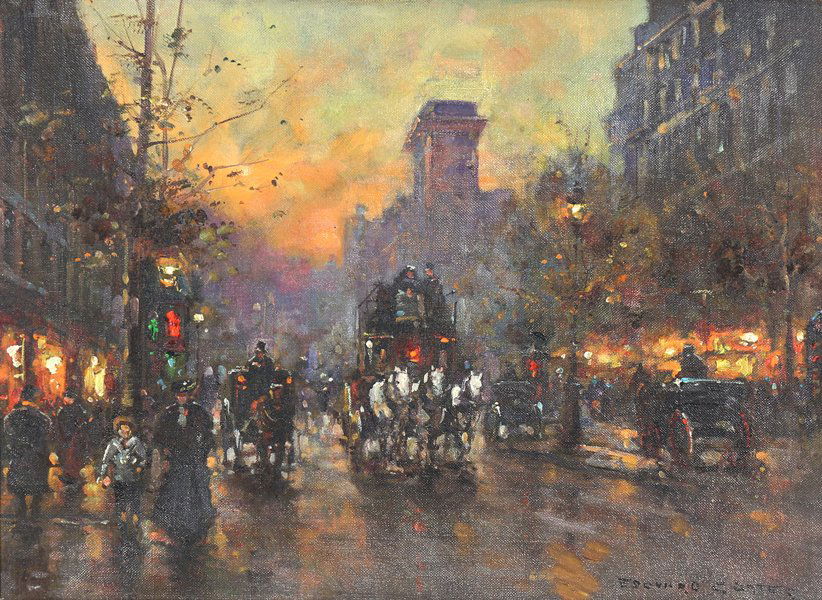EDOUARD CORTES FRENCH 1882-1969: Porte Saint Dennis circa 1950's , oil on canvas , 13 x 18 in (33 x 45.7 cm) , signed lower right, PROVENANCE: A Certificate of authenticity from expertise David Klein will accompany this lot