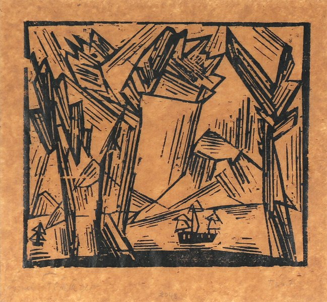 LYONEL FEININGER AMERICAN 1871-1956: Tahiti, 1920, woodcut, 6 1/3 x 7 1/4 in (16.1 x 18.4 cm), pencil signed lower left, titled lower right, #2043 lower middle PROVENANCE: Lyonel Feininger Memorial Retrospective, May 1966, Pasadena Art M
