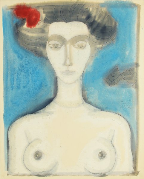 ADAM NIEMCZYC POLISH b.1914: Nude , mixed media , 24 x 19 in (61 x 48.3 cm) , signed middle right, dated 1977