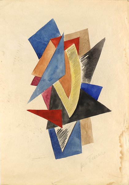 VERA EFIMONVNA PESTEL RUSSIAN 1886-1952: Composition , watercolor , 16 1/2 x 11 1/4 in (41.9 x 28.5 cm) , signed lower right