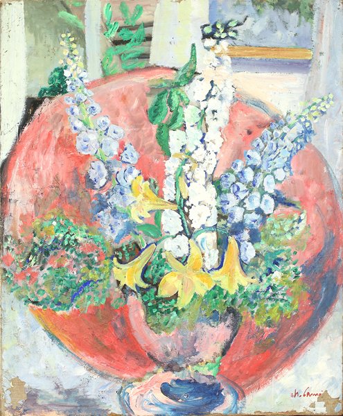 CHARLES CAMOIN FRENCH 1879-1965: Flowers in a Pink Vase, oil on canvas, 28 1/2 x 23 1/2 in (72.4 x 59.7 cm), signed lower right