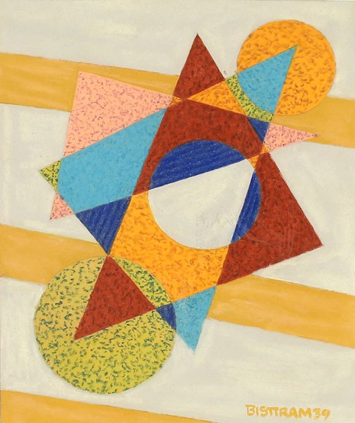 EMIL BISTTRAM AMERICAN 1895-1976: Untitled, gouache, 7 1/2 x 6 in (19.1 x 15.2 cm), signed lower right and dated 1939, From the estate of Emil Bisttram to Blake Benton Fine Arts, NY