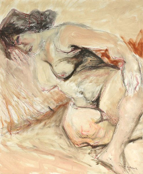 IRA MOSKOWITZ AMERICAN 1912-2001: Reclining Nude, mixed media, 29 x 24 in (73.7 x 61 cm), signed lower right