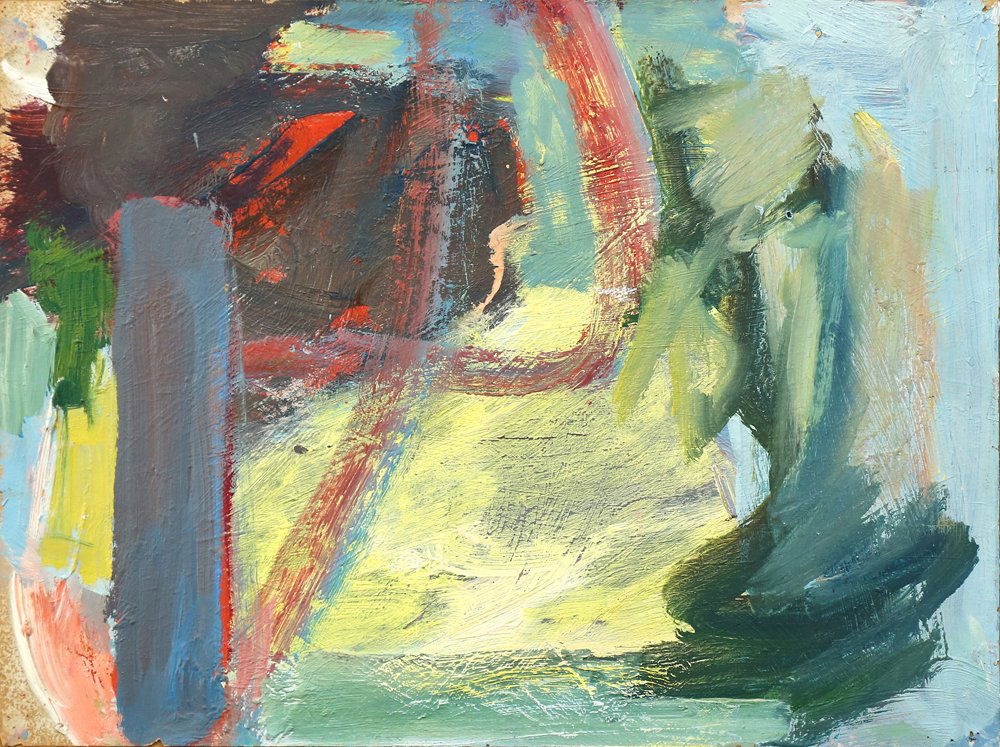 PETER BUSA AMERICAN 1914-1985: Abstraction, dated 1963, oil on paper, 12 x 16 in (30.5X 40.6 cm), PROVENANCE: Purchased directly from the artist thru the East Hampton Center for Contemporary of Art, collection of Irving Geszel, Wat