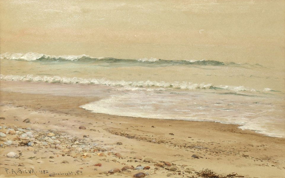 FRANCIS AUGUSTUS SILVA AMERICAN 1835-1886: Seabright, New Jersey (1983), watercolor and gouache, 9 x 14 in (22.8 x 35.5 cm), signed and titled lower left