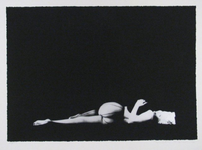 MILTON GREENE AMERICAN 1929-1985: Marilyn Monroe from The Black Sitting", 1956 Photolithograph 30 x 40 in (76.2 x 101.6 cm) signed lower right, ED 145/300