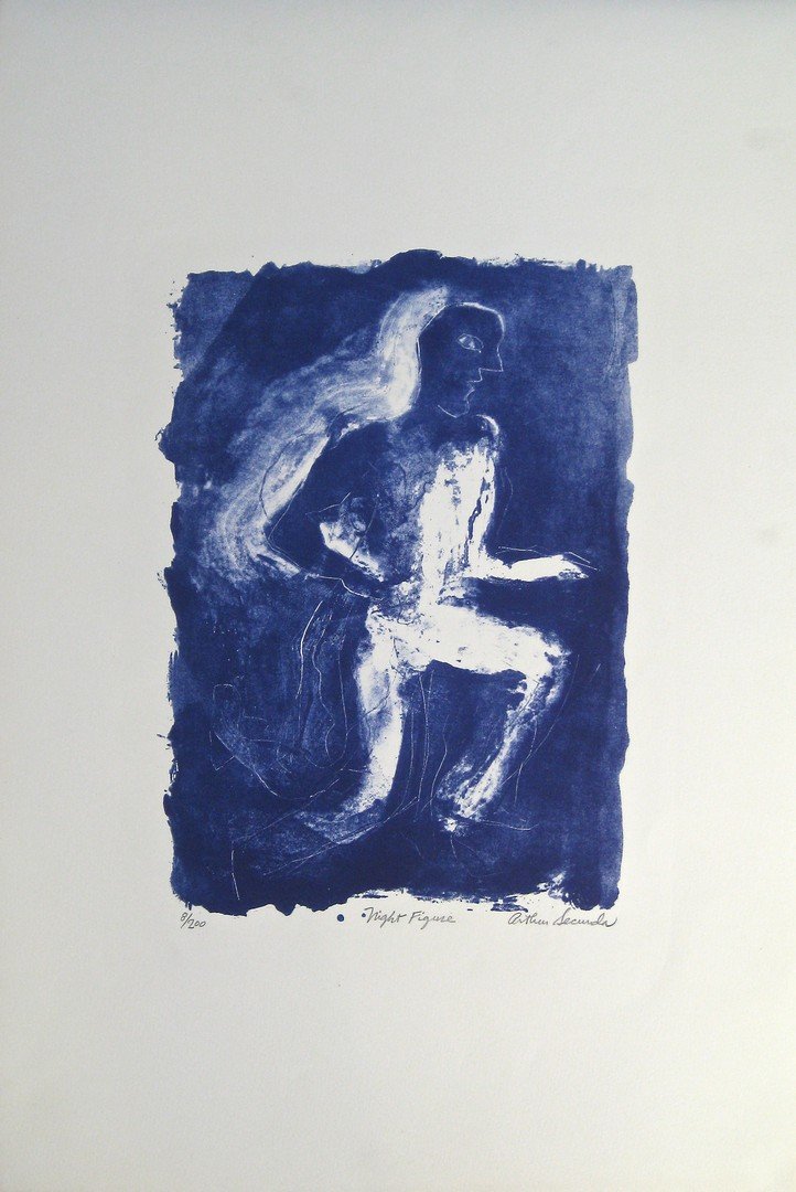 ARTHUR SECUNDA AMERICAN B.1927: Night Figure, lithograph, 22 1/4 x 15 in (56.5 x 38.1 cm), pencil signed lower right, ED 129/200