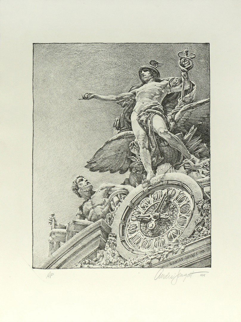 ANDRE JUNGET AMERICAN 20TH CENTURY: Grand Central Station, pencil signed lower right, artist proof