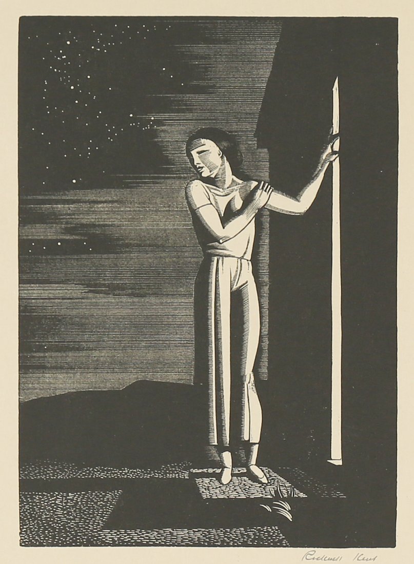 ROCKWELL KENT AMERICAN 1882-1971: Starry Night, (1933), woodcut, 17 1/2 x 12 2/5 in (44.5 x 31.5 cm), pencil signed lower right