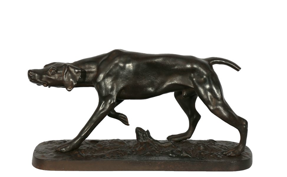 NIKOLAI IWANOWITSCH LIEBERICH RUSSIAN 1828-1883: Model of Hunting Dog, iron, 12 1/2 x 6 3/8 in (31.7 x 16.1 cm), signed on base, Kasli Foundry stamp on base
