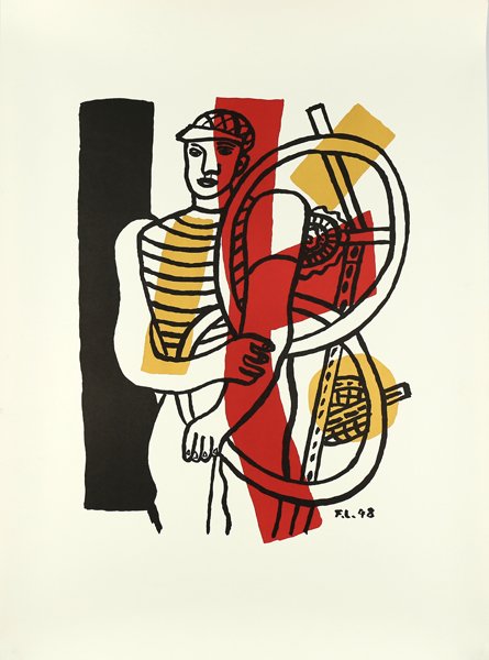 FERNAND LEGER FRENCH 1881-1955: Le Cycliste (1948), lithograph, 30 x 22 in (76.2 x 55.8 cm) , initialed lower right dated 1948