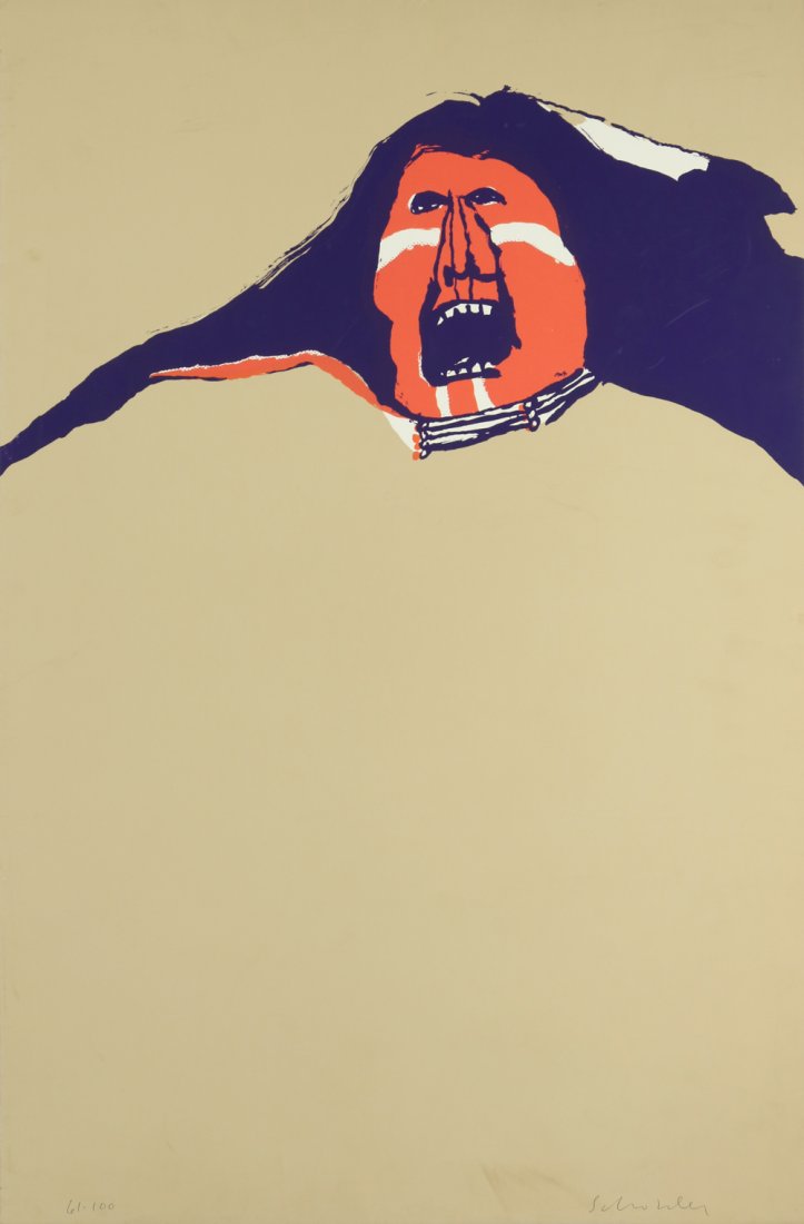FRITZ SCHOLDER AMERICAN 1937-2005: War Cry, lithograph, 30 1/2 x 27 1.4 in (83 x 55 cm), pencil signed lower right, ED 61/100