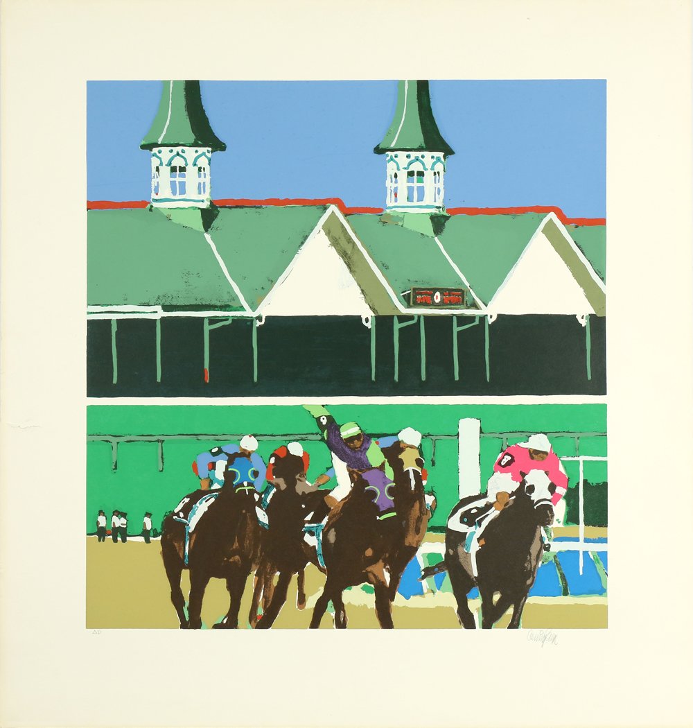 ROBERT CUNNINGHAM AMERICAN B.1924: Thundering Hooves, serigraph, 32 x 30 in (81.2 x 76.2 cm), signed lower right, AP