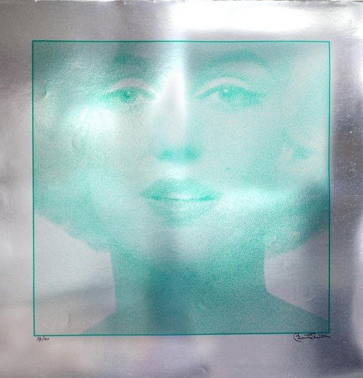 BERT STERN AMERICAN 1929-2013: "Marilyn Monroe",1973 Silkscreen on silver foil paper 40 1/8 X 40 1/8 ( 101.9 X 101.9 cm) signed lower left, Edition 25/100