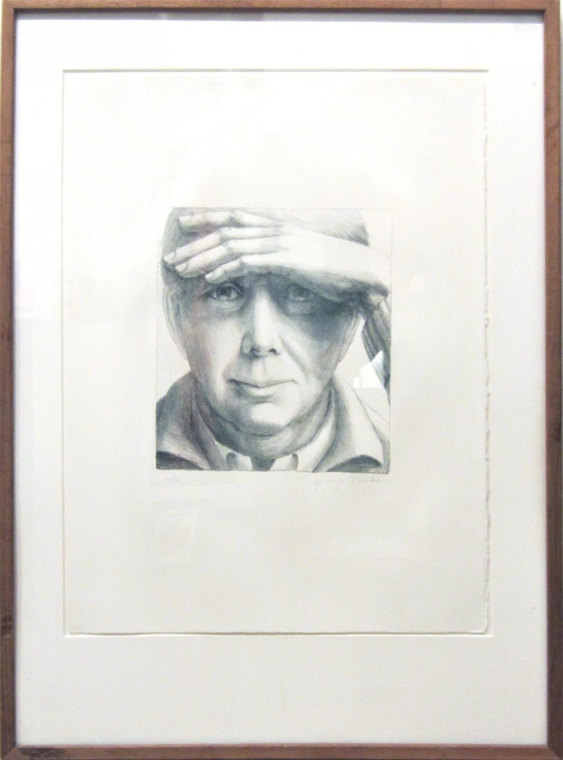 GEORGE TOOKER 1920-2011: Self Portrait, 1984, original lithograph, 17 7/8 x 14 in (45.4 x 35.6 cm), Signed by the artist in pencil, and numbered from an edition of 250