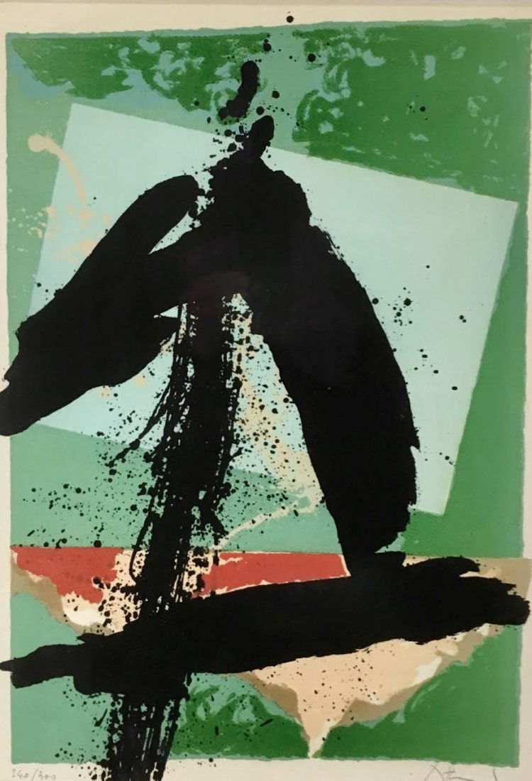 ROBERT MOTHERWELL AMERICAN 1915-1991: Abstract Composition, silkscreen on wove paper measuring 14 1/4 x 20 1/4 in. (framed at 23 x 28 1/2 in), numbered 240/300 signed lower right, refer to the following link for further information on thi