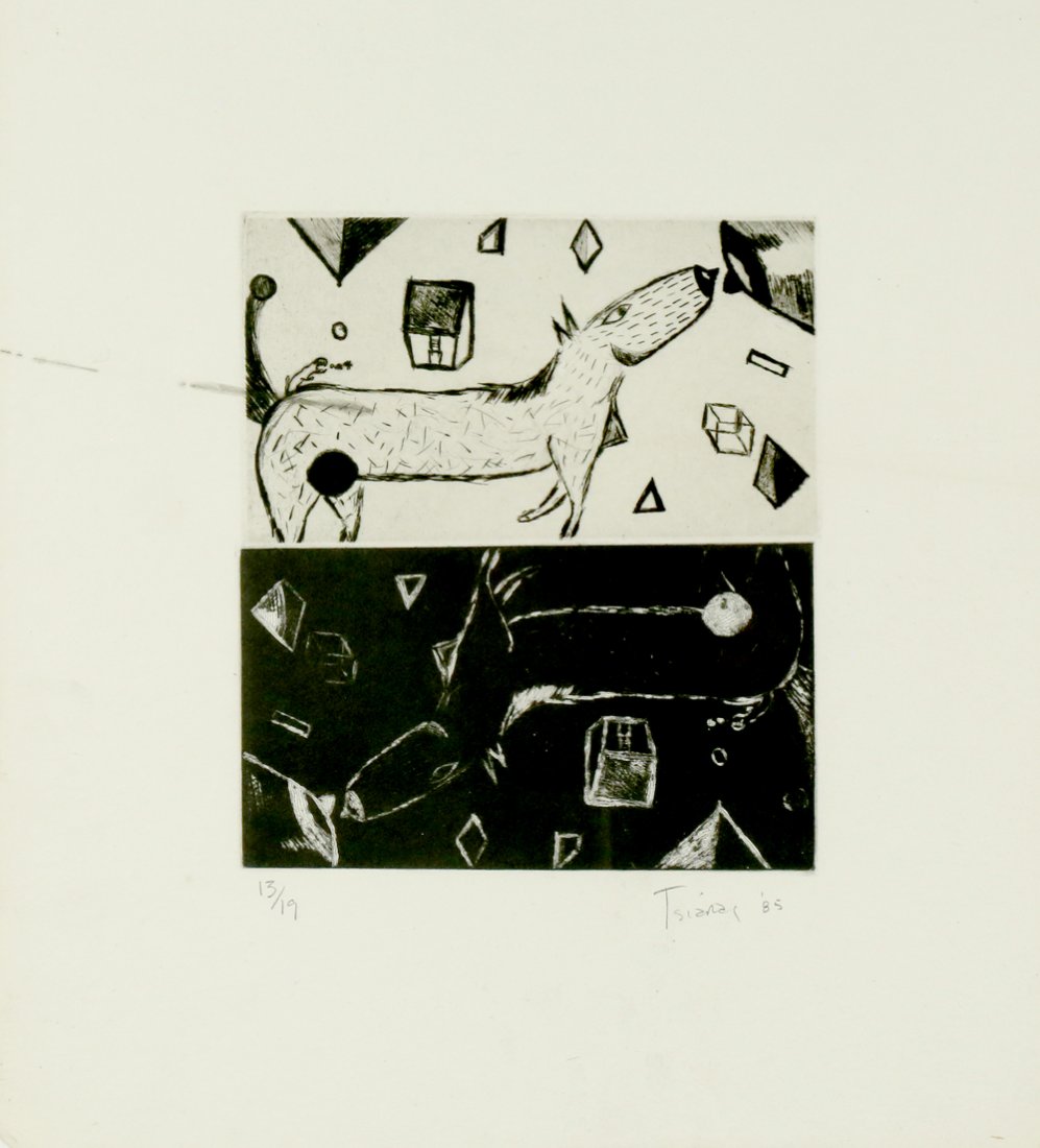 PHILIP TSIARAS AMERICAN B.1952: Positive-Negative (1985), etching, 15 x 13 1/4 in (38.1 x 33.6 cm), pencil signed lower right, ED 13/19