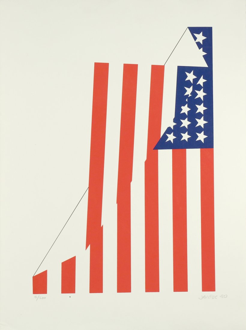 JIM JACOBS AMERICAN B.1945: Folded Flags (1980), serigraph, 30 x 22 in (76.2 x 55.88 cm), signed and dated lower right, ED 5/200