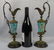 Pair French Bronze Mounted Longwy Faience Mantle Ewers