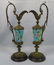 Pair French Bronze Mounted Longwy Faience Mantle Ewers - 2