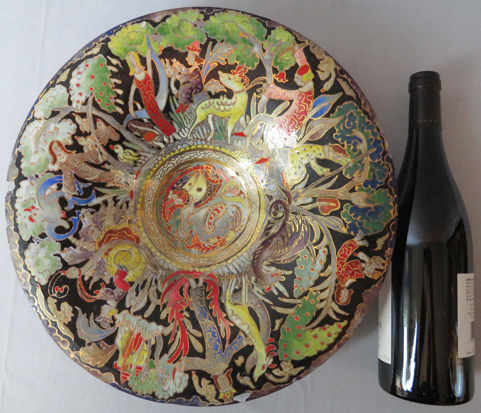 Rare 14" Moser Enamel Czech Glass Centerpiece Bowl: Manufacturer: Moser Pattern: Royo Materials: Art Glass & Enamel Dimensions: 14" diameter ; 3 1/8"(h) Weight: 6 lbs. 2 oz. For your consideration is a beautiful, and rare, Moser "Royo" centerpiece bowl
