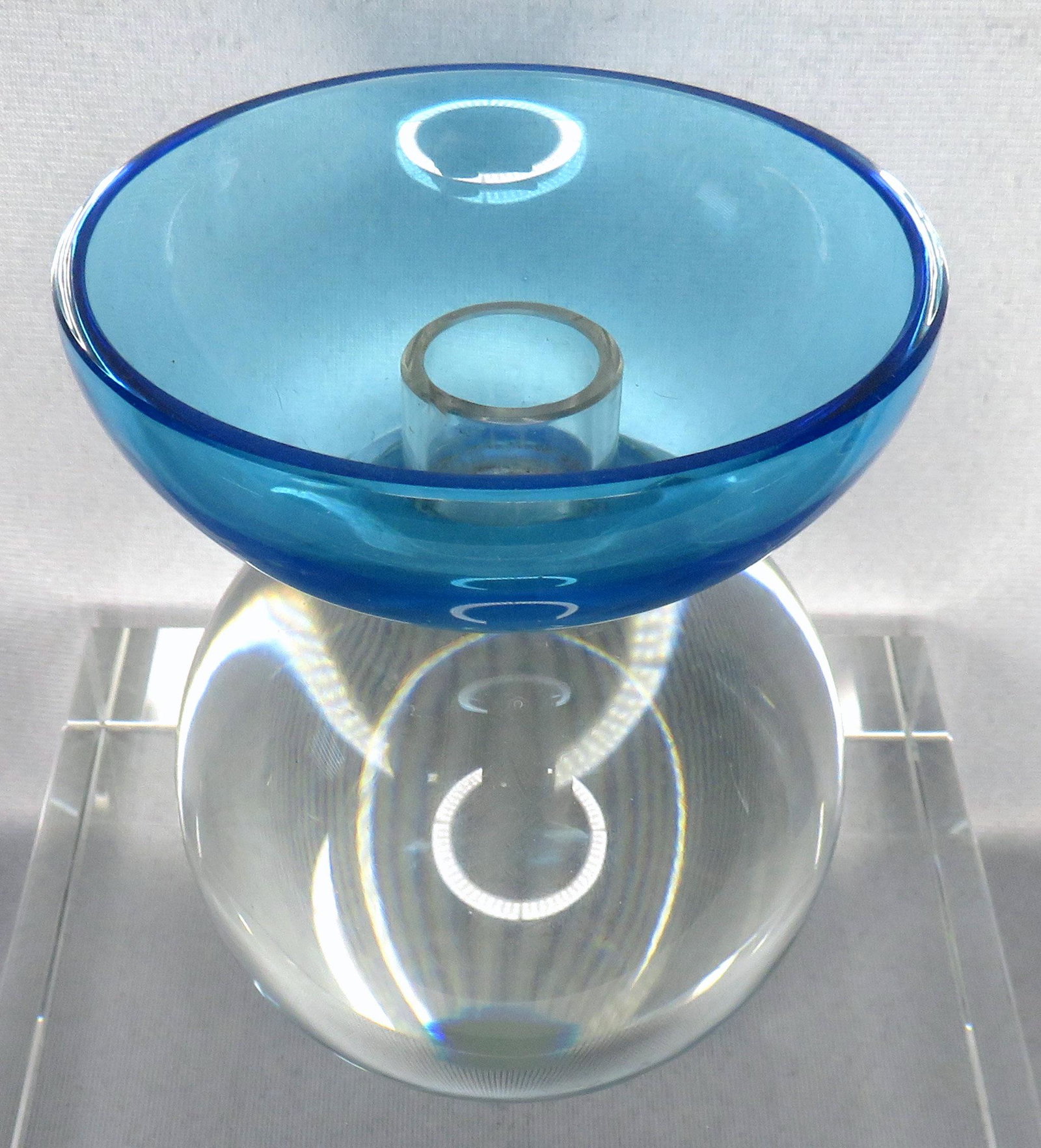 Signed Alfredo Barbini Murano Glass Candlestick Holder: Location of Manufacture: Murano, Italy Designer: Alfredo Barbini Period of Manufacture: 1960's Dimesnions: 4 1/2"(h) with 4" rim diameter Weight: 2 lbs. 7 oz. For your consideration is a rare signed A