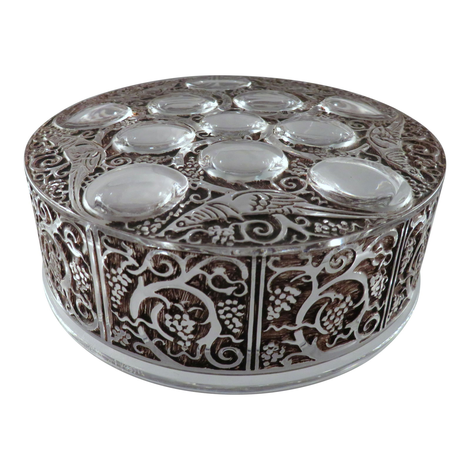 Rare Rene Lalique "Roger" Covered Crystal Box c. 1926 (1 of 8)