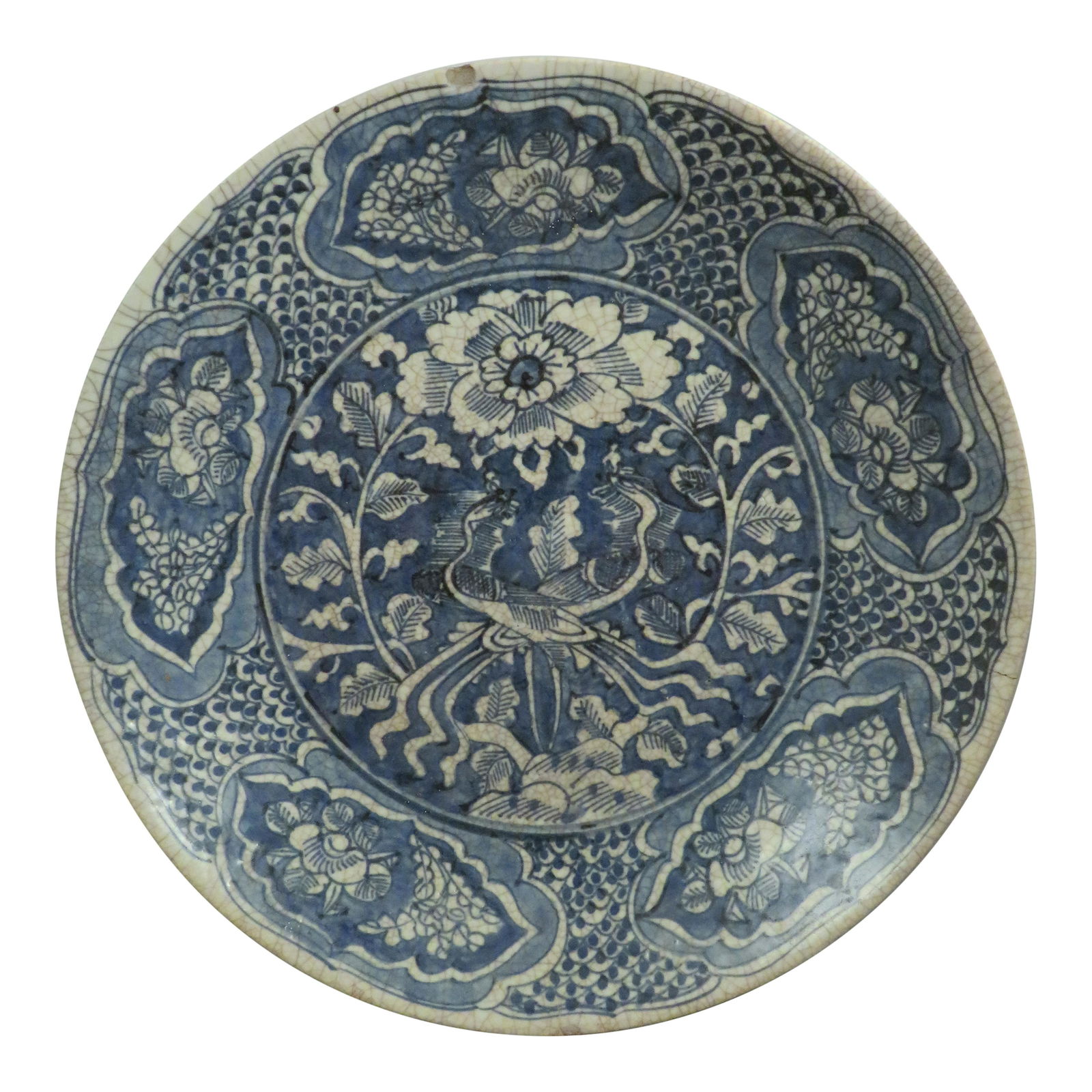 11.25" Chinese Ming Dynasty Swatow Porcelain Charger (1 of 8)