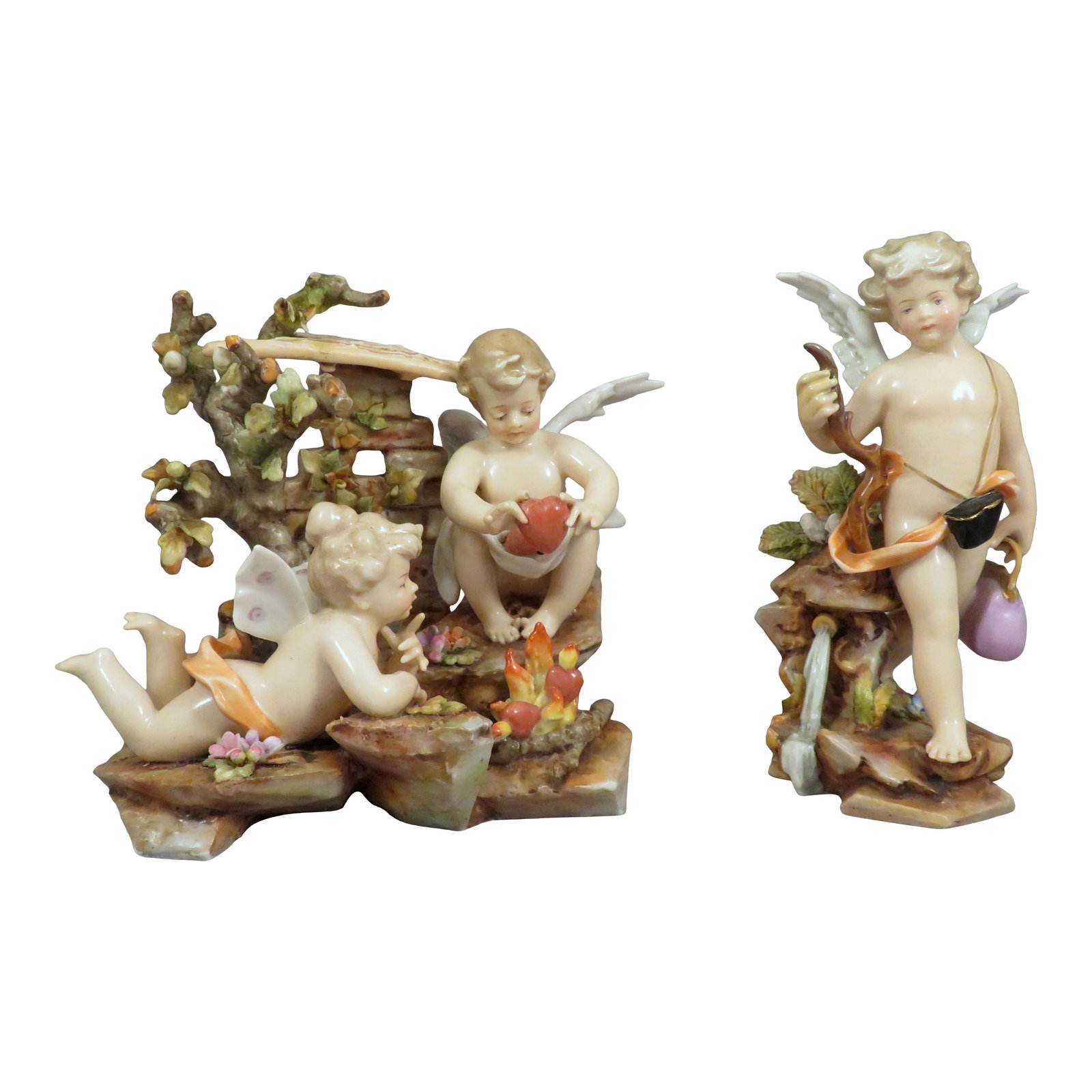 (2) 19th Century Volkstedt Porcelain Cupid Figures (1 of 19)