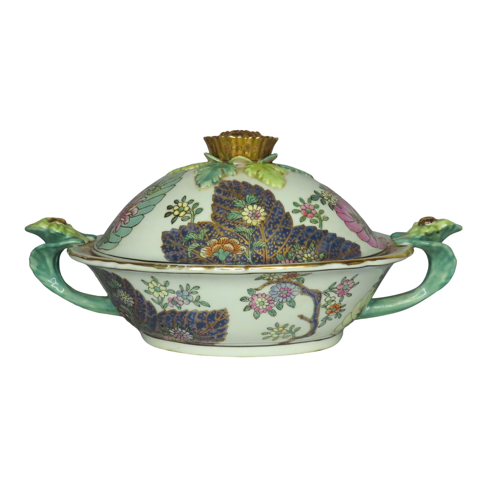 Chinese Export Tobacco Leaf Style Porcelain Tureen (1 of 4)