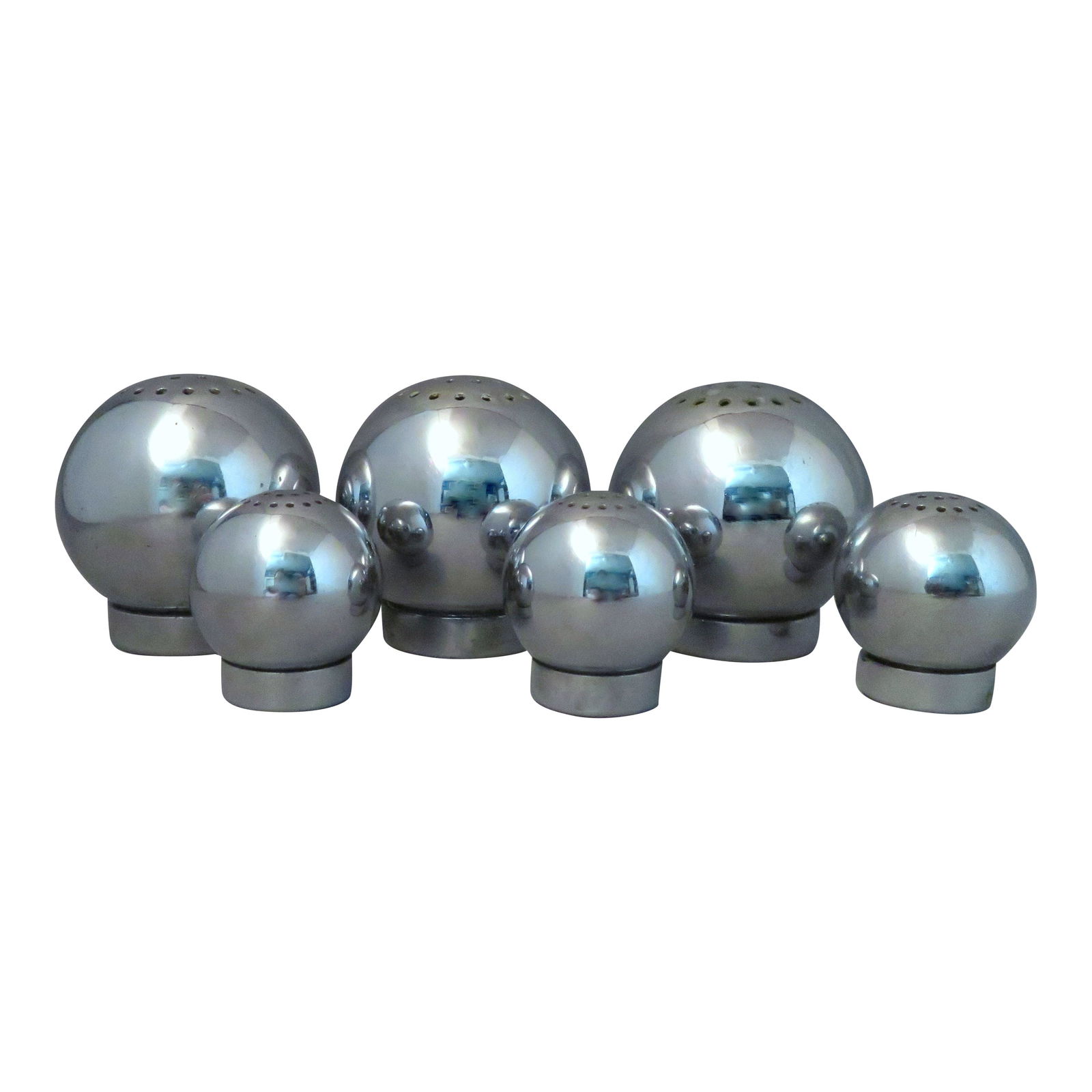 (6) Art Deco Chase Chrome Sphere Salt & Pepper Shakers (1 of 3)