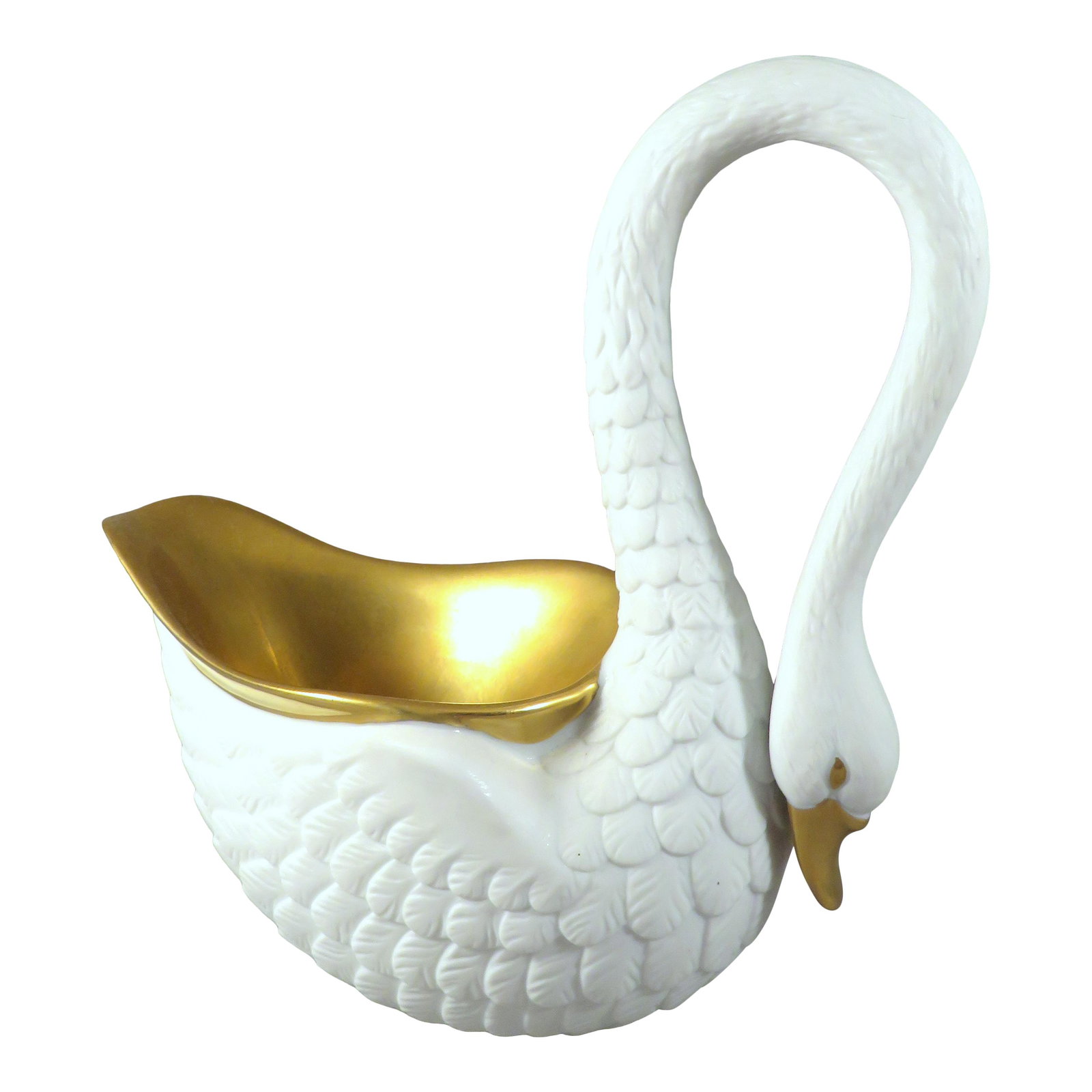 L'Objet Bisque Parcel Gilt Porcelain White Swan Bowl (1 of 7)
