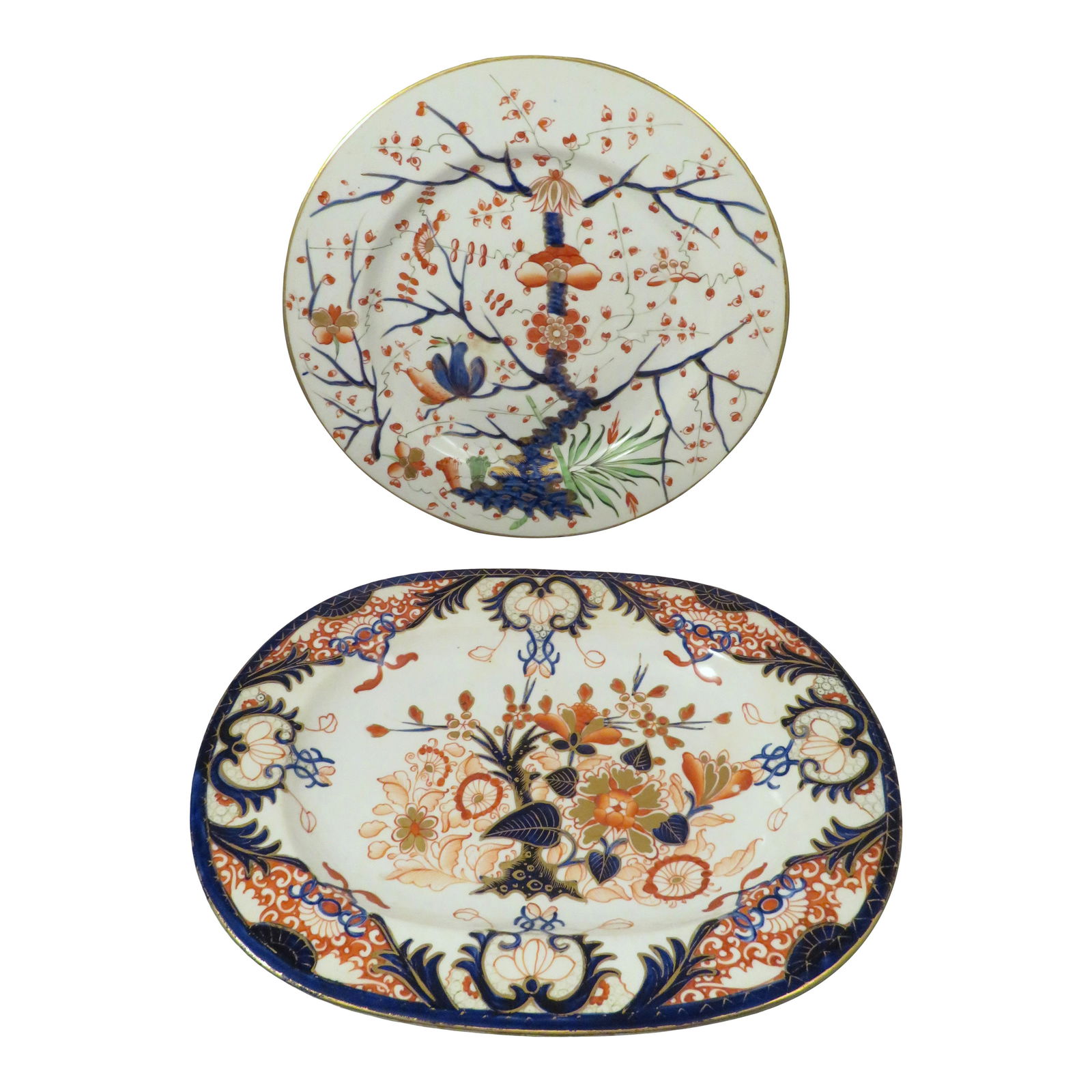 c1815 Derby Imari Porcelain Platter & Plate (1 of 8)