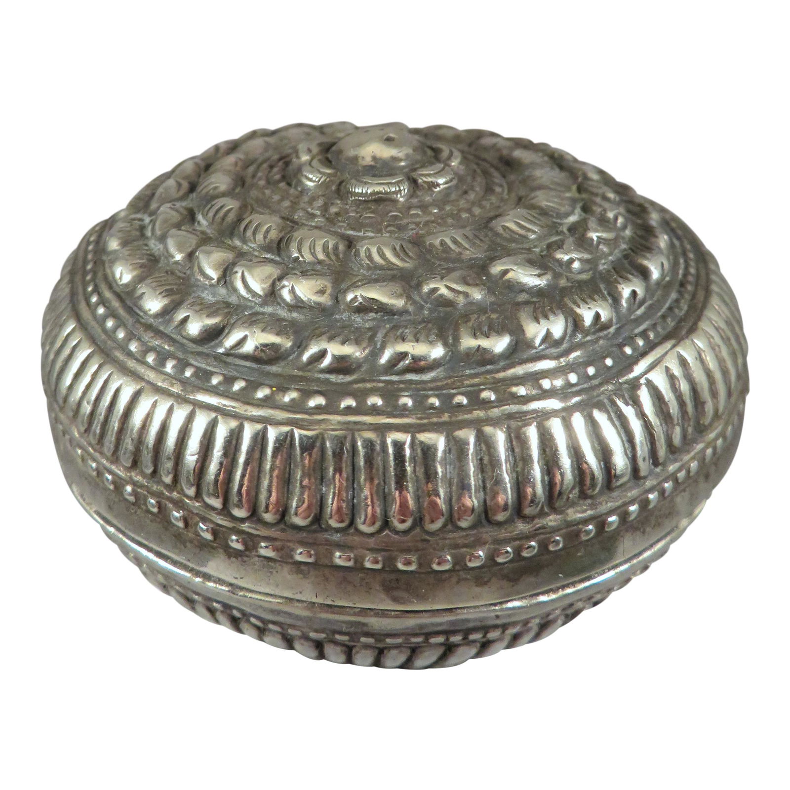 Antique Chinese Sterling Silver Lotus Flower Lidded Box (1 of 7)