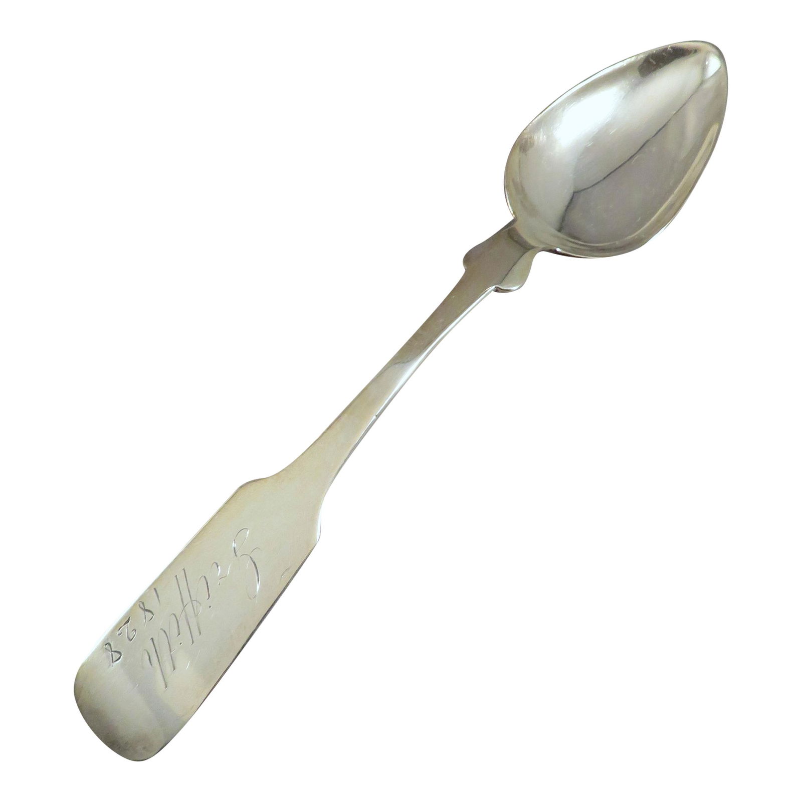c.1823 W. Giffing NY Coin Silver Fiddle Spoon (1 of 6)