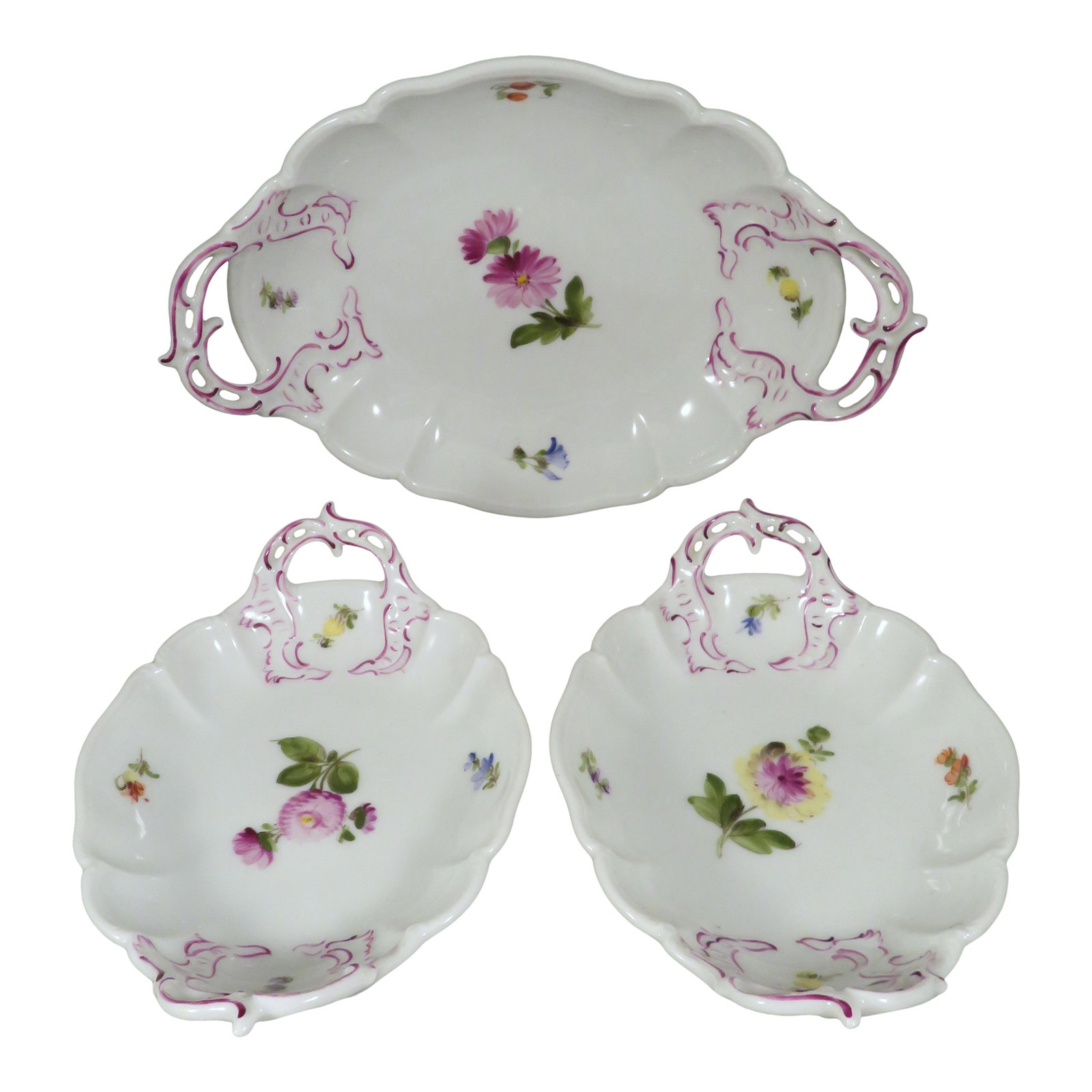 (3) Nymphenburg Handpainted Porcelain Handled Dishes (1 of 8)
