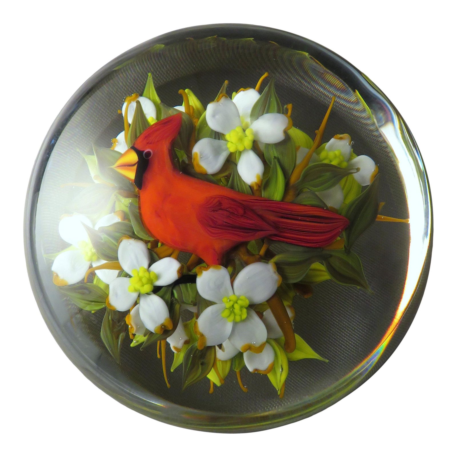1991 Rick Ayotte Red Cardinal in Dogwood Paperweight (1 of 5)