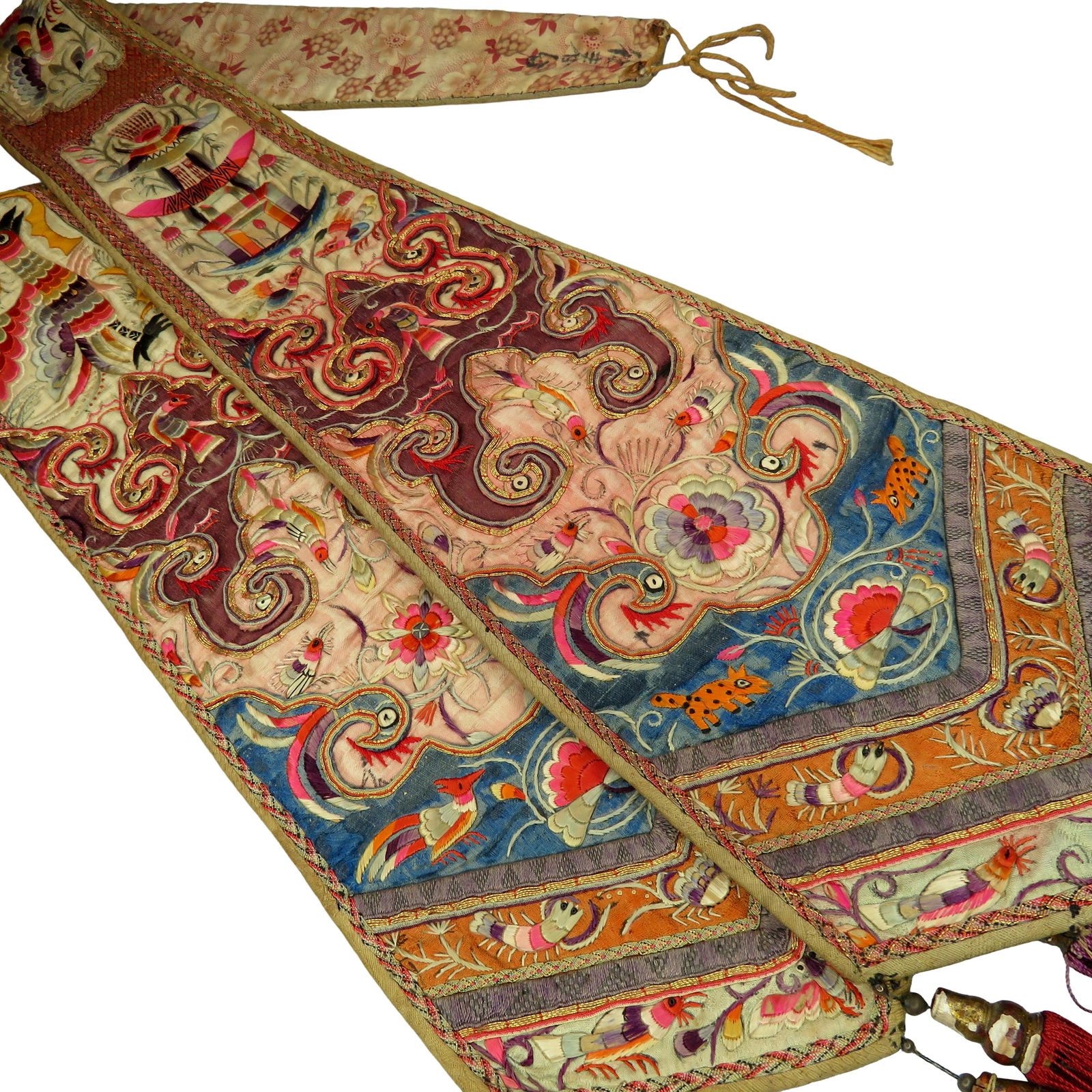 Antique Chinese Embroidered Silk Robe Panels or Tassels (1 of 15)